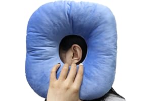 Yuanchupin Piercing Pillow for Side Sleepers, Donut Shaped Side Pillow with Hole for Ear, Ear Pillows for CNH and Ear Piercing Ear Pain, Ear Cushions for Sleeping Guard (Blue)