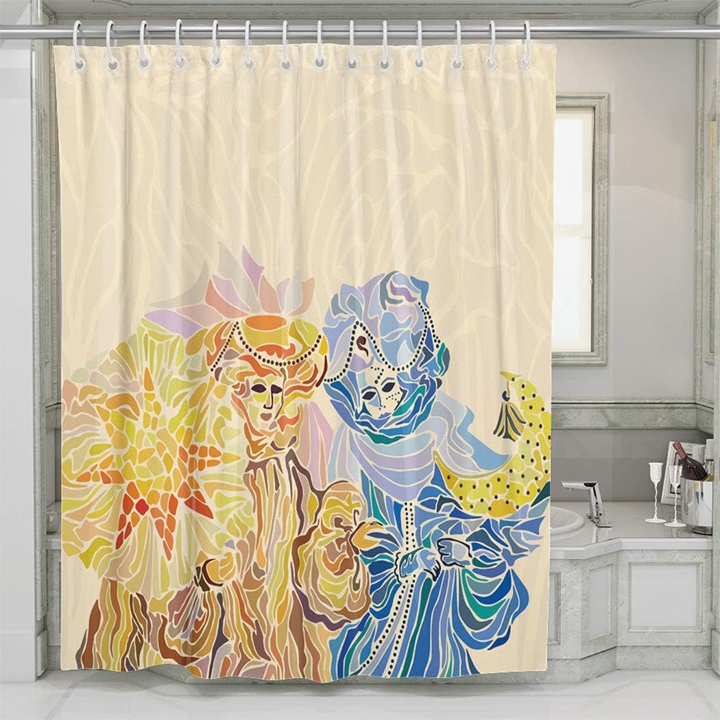 YUEMT Shower Curtain Venice Festival Masquerade 60x72 Inch 12 Hooks Home Bathroom Decoration