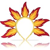 JazSwirl Flame Headband for Women, Large Fire Hair Band 12.2 x 9.4 in Non-Woven Fabric Red Orange Flames Costume Headpiece for Halloween Cosplay Festivals Party Outfits