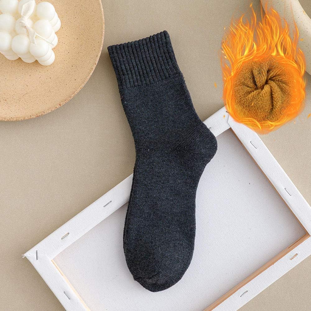 5 Paar Frau Socken Wolle Thermal Warm Stricken Damen Socken für den WinterDunkelgrau