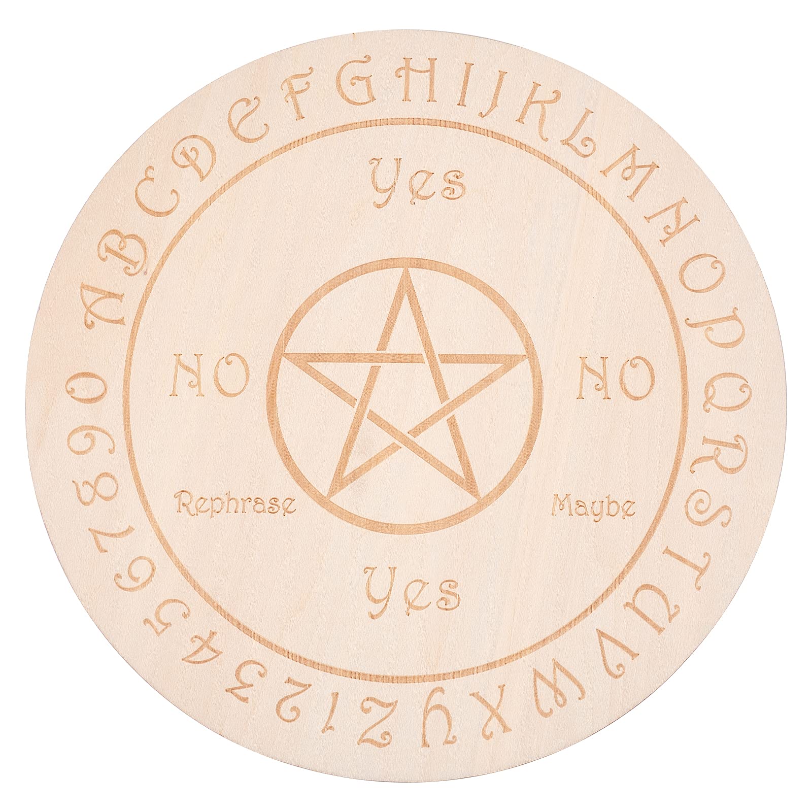 GORGECRAFT Patterns Texts Pendulum Board Wooden Divination Metaphysics Message Board Wood Carving Board Divination Witchcraft Altar Coaster Eco-Friendly Anti-Scalding Flat Round Shape 7.8inch