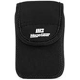MegaGear Nikon Coolpix W300, AW130, Ricoh WG-30W, WG-50 Ultra Light Neoprene Camera Case, with Carabiner - Black - MG1276, PU Leather