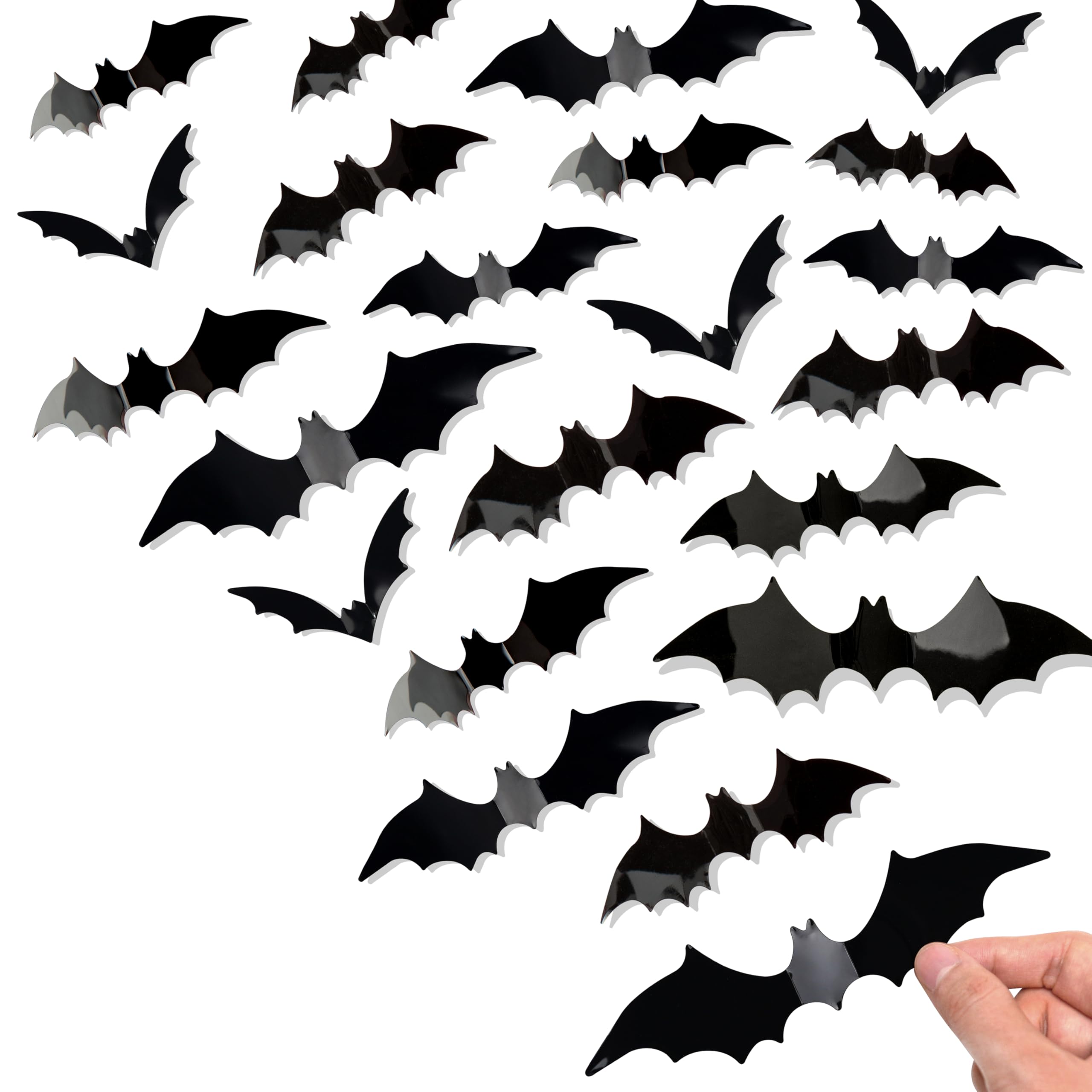 Photo 1 of Bobobag 120 Pcs 3D Bats Halloween Decorations,Halloween Wall Decor 4 Sizes Black Bats Sticker for Wall Window