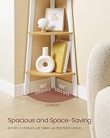 VASAGLE 4-Tier Corner Shelf Unit Ladder Shelf Natural Oak White LLS034Y70 view 4