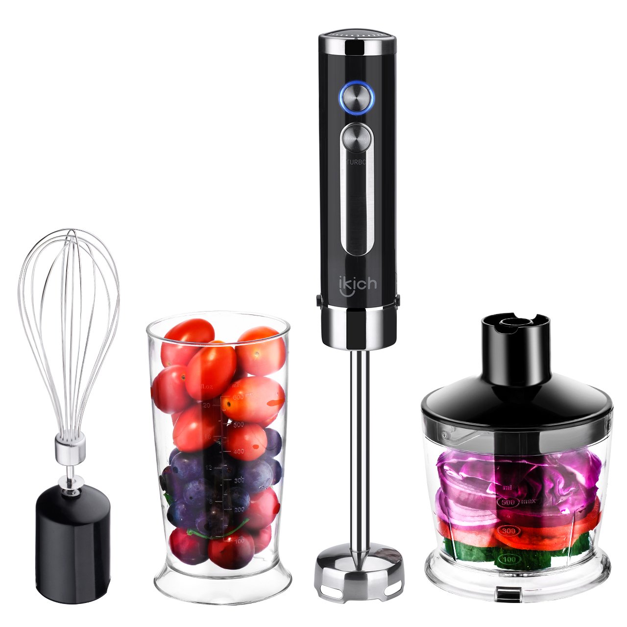 Buy iKich 4in1 Hand Blender, 5 Speeds with Turbo Button, 500ml BPA