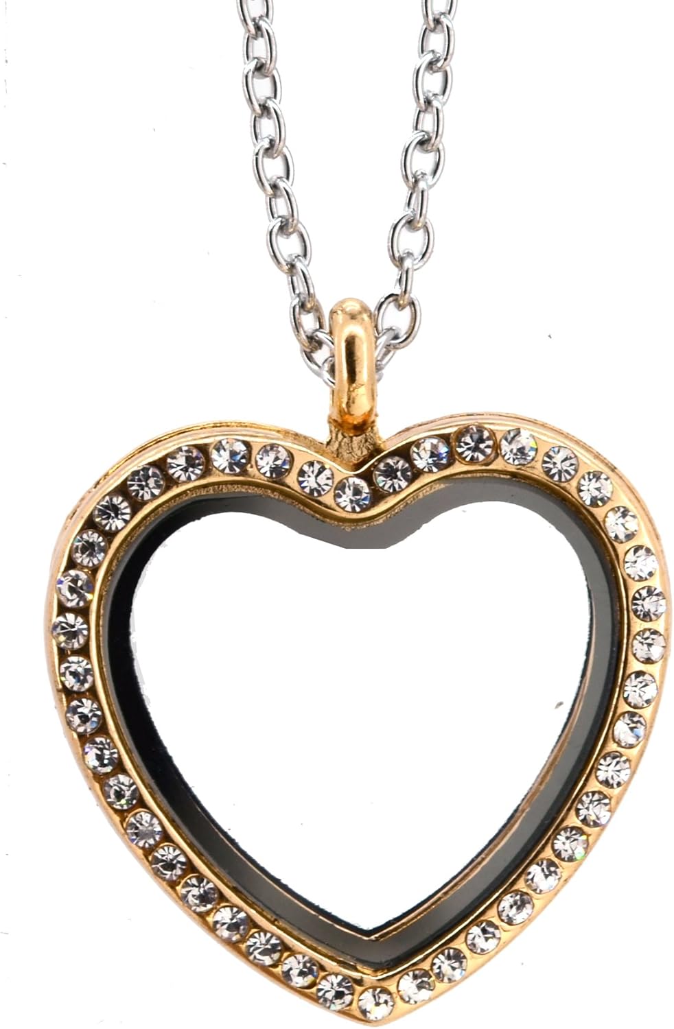 Heart See Through Glass Memory Floating Charm Locket Pendant Necklace