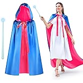 Haysandy Hooded Cloak Costume & Magic Wand Set, Fairy Princess Cape Cloak Costume for Women Party Cosplay