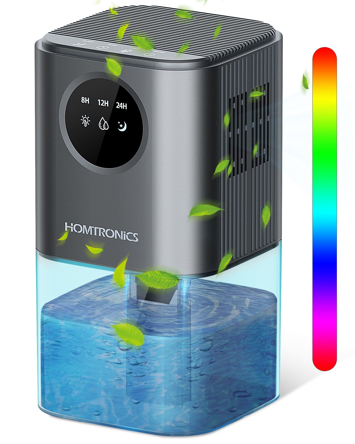 Homtronics 1700mL Dehumidifier, Auto Shut off Mini Dehumidifiers for Home&House, 24H Timer Touch Control, 7-Color LED Lights, Ultra-Quiet, Energy Saving, Dehumidifier for Bedroom, Bathroom, RV, Office