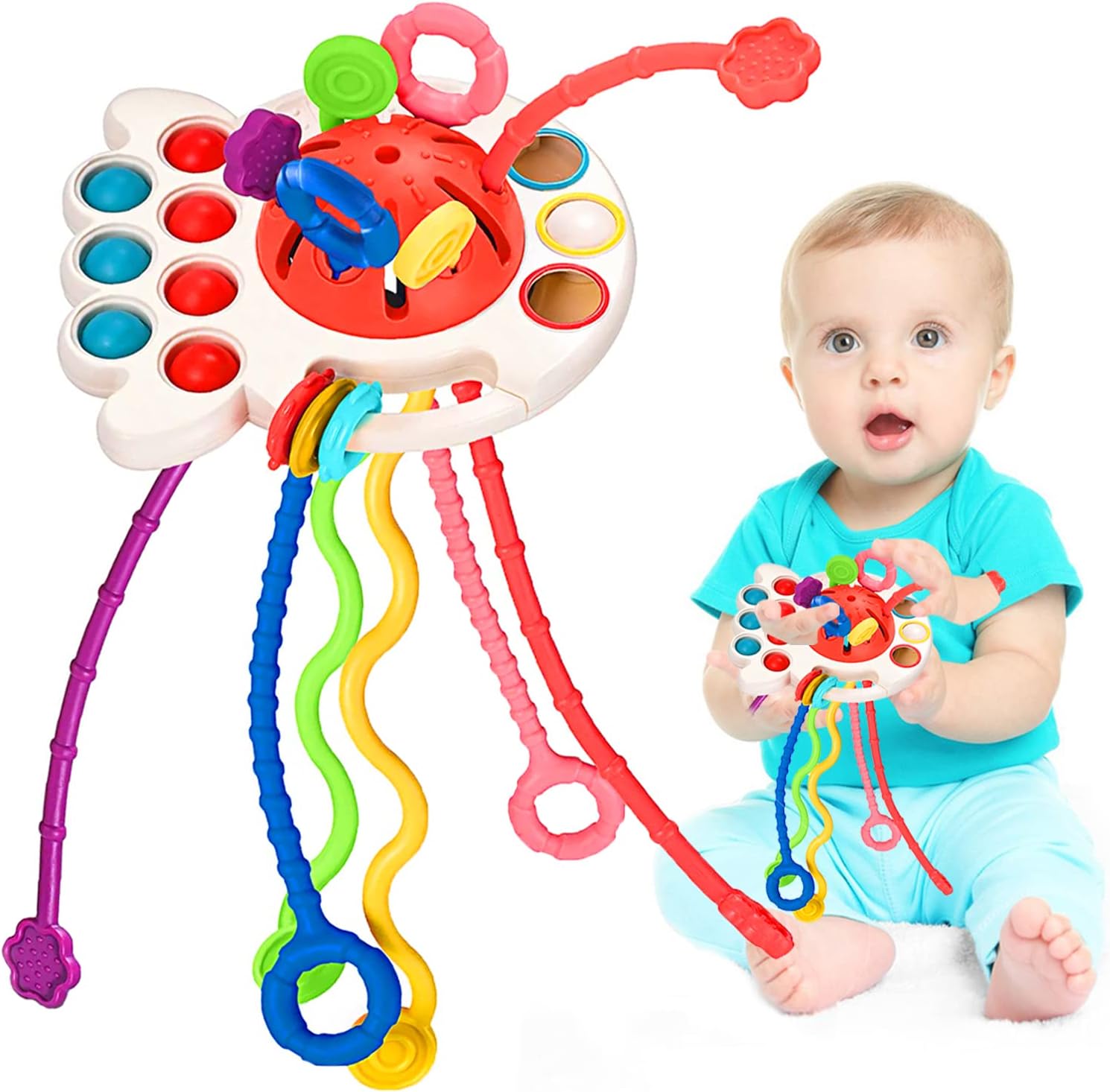 Baby Toddler Toys 6 to 12 Months Pull String Sensory Toy for Baby