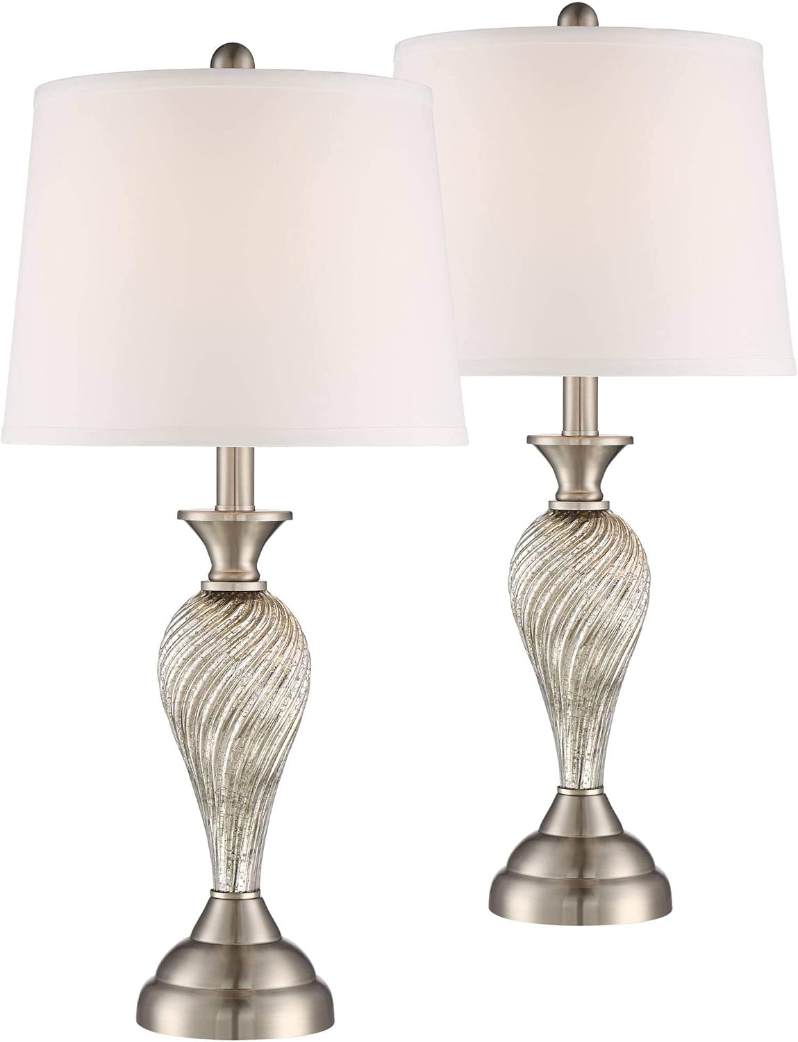 Arden Traditional Table Lamps Set Of 2 Mercury Glass Twist White Empire Shade For Living Room Family Bedroom Bedside Office Regency Hill Amazon Com