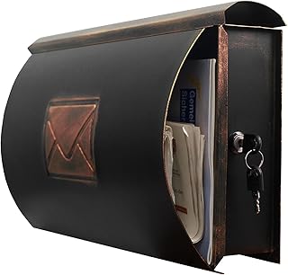 Wand Briefkasten Wandbriefkasten Postkasten Mailbox mit Zeitungsrolle Zeitungsfach Zeitungsbox/Bronze