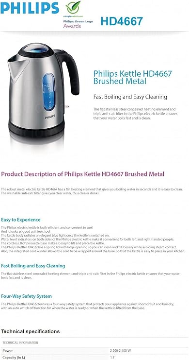philips hd4667 metal kettle