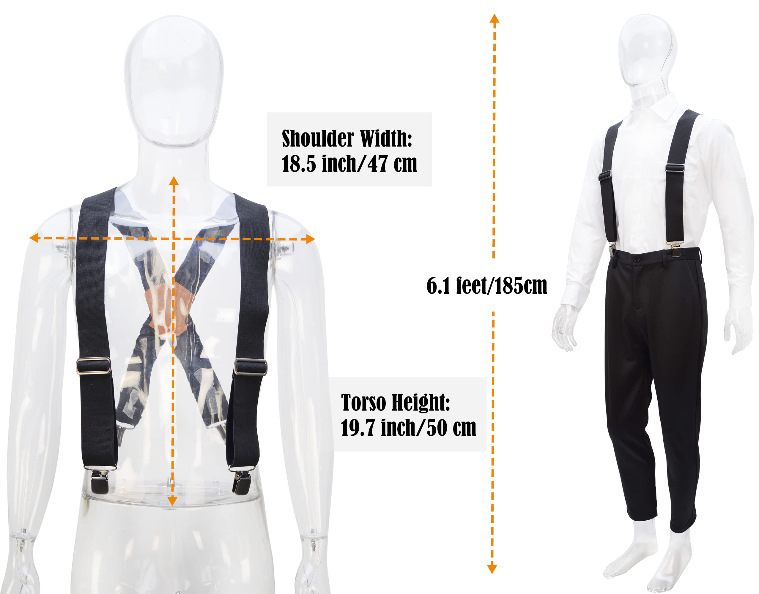 WELKINLAND Elastic Suspenders for Men - Heavy Duty Work Suspenders with Clips