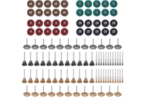 AOKLIT 112 Piece Rust Removal Brush Set,Contains 40 Pcs Buffing Wheel Set & 72 Pcs Wire Brushes Set,for 1/8" Shank for Rotary