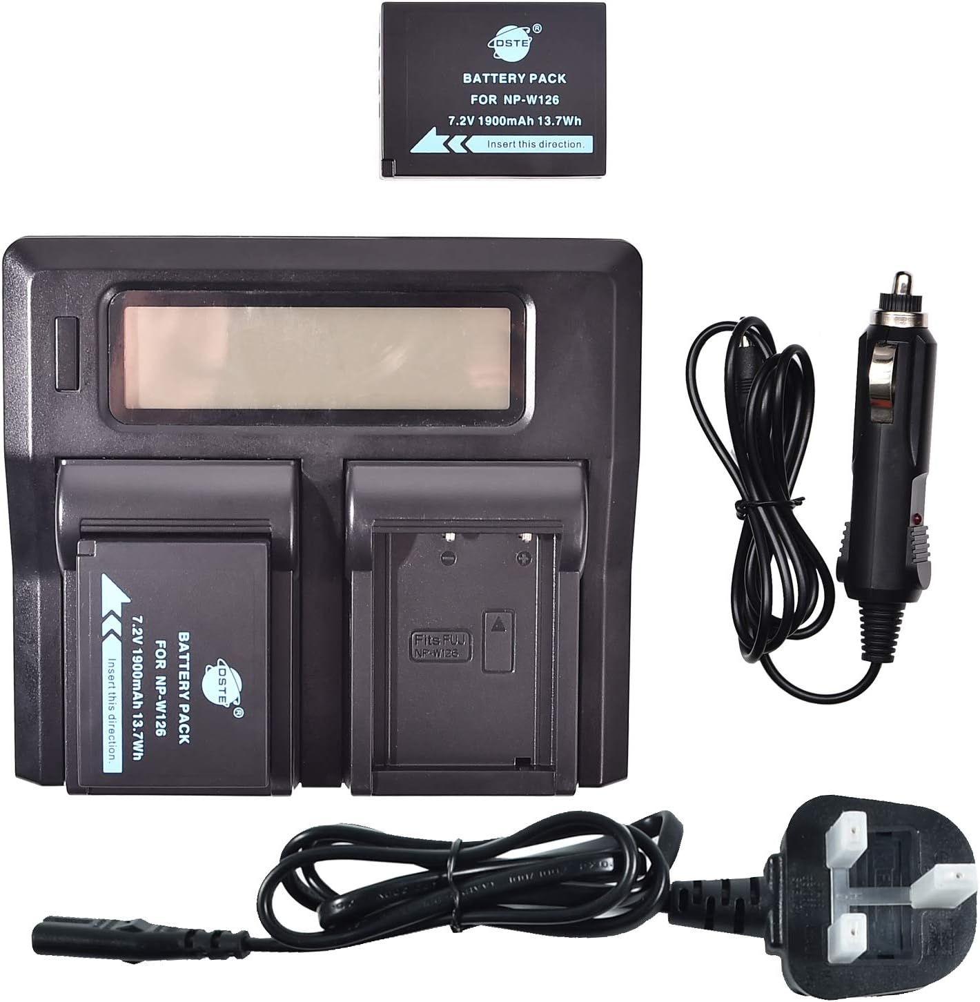 NP-W126 DSTE Replacement Battery (2-Pack) and Rapid LCD Dual Charger Compatible for Fujifilm FinePix HS30EXR,HS33EXR,HS35EX,HS50EXR,X-A1