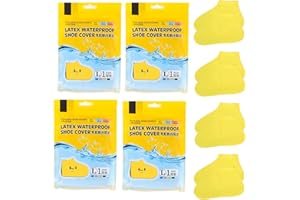 4 Pack Rain Shoe Covers, Non-Slip Waterproof Boot Protectors for Climb Snow Rain and Mud (L, Yellow)