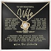 To My Beautiful Wife, "I Can't Live Without You" Love Knot Necklace, Romantic Jewelry Gift for Wife, Anniversary Present, Birthday Christmas Gift Idea, Husband to Wife Gift, Necklace Gift Box with Sentimental Message Card
