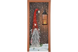Qilmy Christmas Santa Claus Door Cover Washable High Elastic Fabric Waterproof Front Festive Door Cover For Home, Indoor Outdoor Party Decoration,35 x 79 Inch