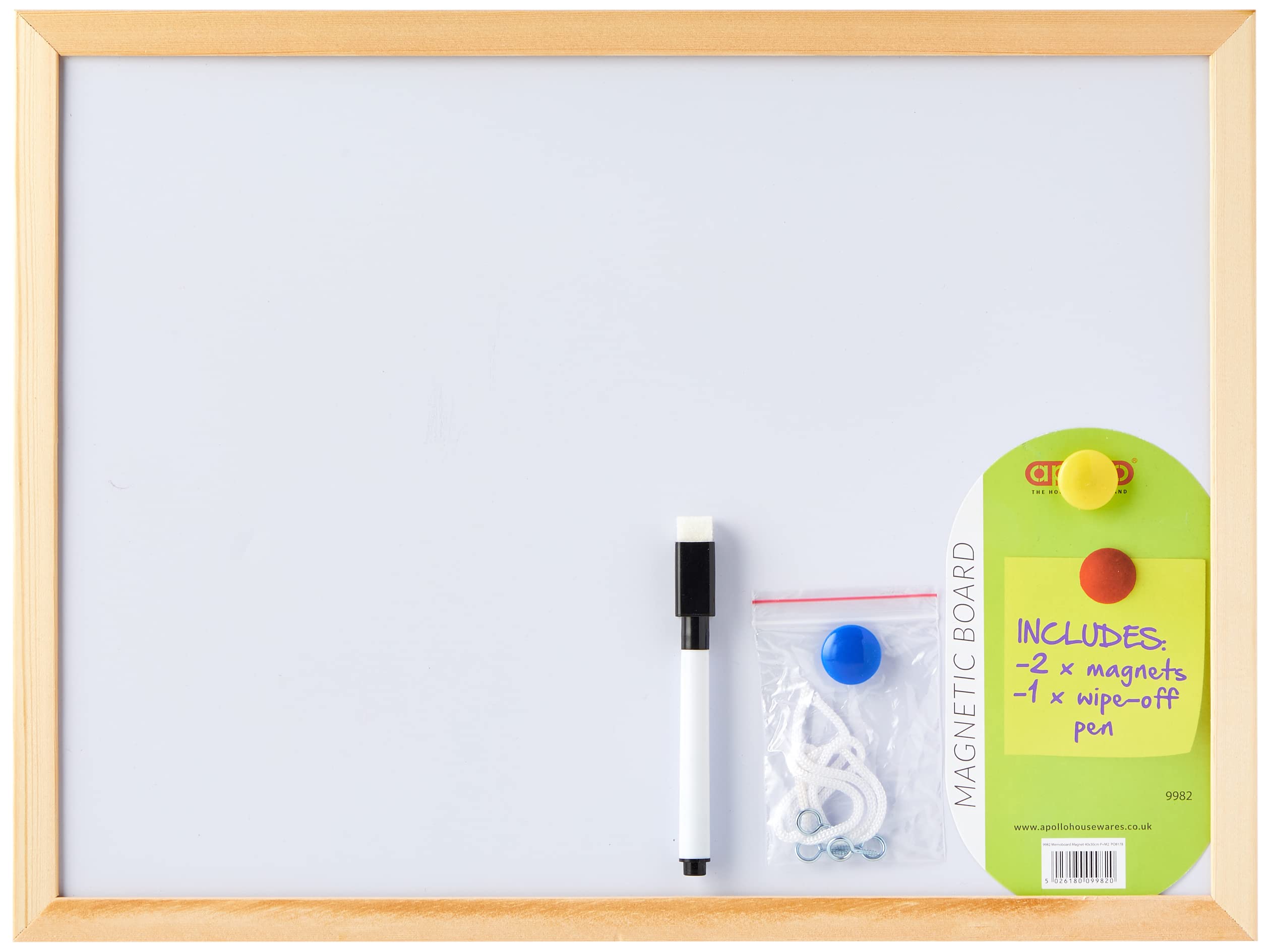 APOLLO Memo Board Magnet Pen, White, 40 x 30 cm