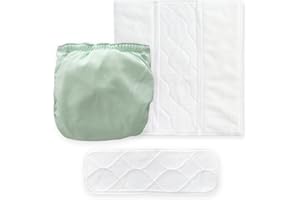 Amazing Baby Hybrid Cloth Diaper Cover/Swim Diaper, Med, Sz 3 (12-25 lbs), Use Boosties Disposable or Reusable Inserts, Pastel SeaCrystal, SmartNappy Set: Cover + Tri-Fold + Booster Pad