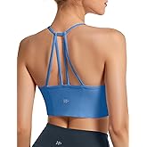 Yvette Halter Sports Bra for Women Thin Strap Yoga Tops with Removable Pads