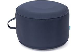 QILLOWAY Indoor/Outdoor Inflatable Stool,Round Ottoman,All Weather Foot Rest for Camping or Home,All Navy