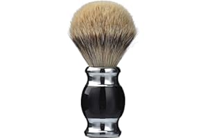 JEQUIL&CORENVEO 100% Silvertip Badger Hair Shaving Brush, Handmade Shaving Brush with Fine Resin Handle and Stainless Steel Base (Black)