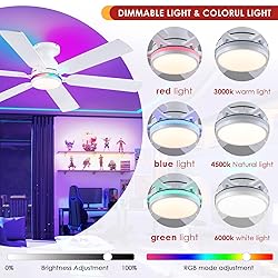 Ceiling Fans with Lights- 52" RGB Low Profile