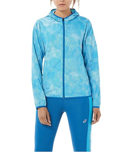 ASICS Women's PACKABLE JACKET Running Apparel, L, AQUA ANGEL PRINT