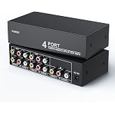 3-RCA Splitter 1 in 4 Out Composite AV Distribution Box 4-Way w/Power | 1 Female to 4 Female, Plug&amp;Play, Strong, for Wii PS2 Xbox STB DVD C-VBS