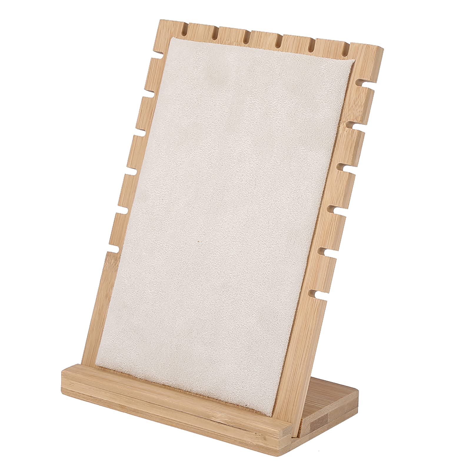 Retail Jewellery Display Stand, Wooden Necklace Display Stand, Bracelet Pendant Chain Bust Holder Stand Velvet Organizer Rack Craft Market Stall Display Stand (Beige)