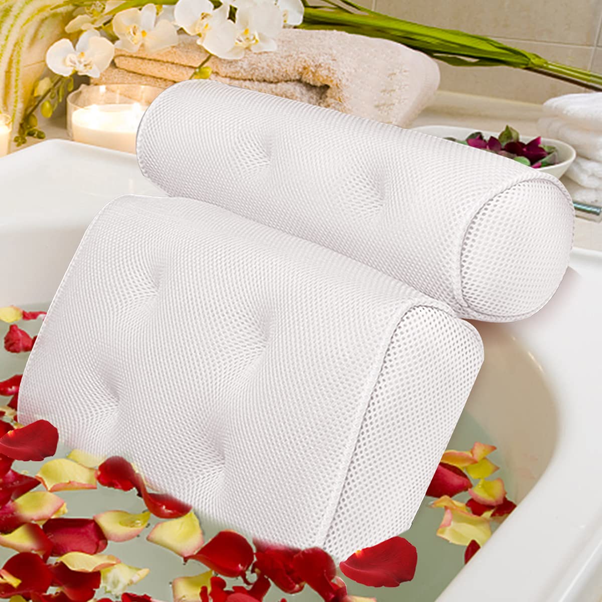 Idle Hippo Bath Pillow Bathtub Spa Pillow with 6 Upgraded Non-Slip Suction Cups, Extra Thick Bathtub Cushion for Head, Neck, Back and Shoulder Support, Fits Jacuzzi & Hot Tubs: Home Improvement