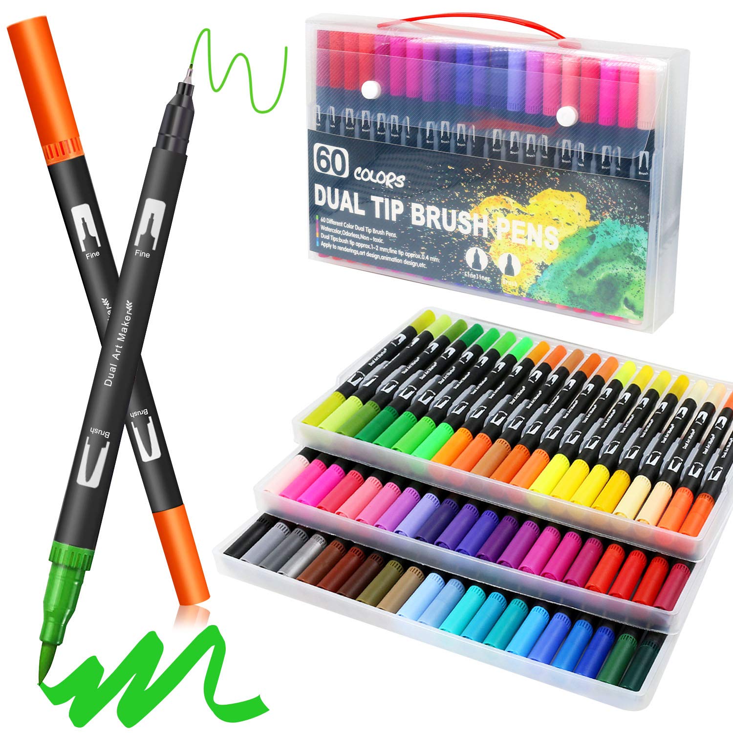 60 Color Dual Tip Brush Pens Dual Tip Brush Pens Desertcart INDIA