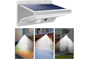 iThird Solar Lights Outdoor Motion Sensor, LED Solar Powered Outdoor Lights Stainless Steel Solar Security Light for Yard Patio Garage Porch Waterproof 3 Modes Flood Light Super Bright(Daylight)