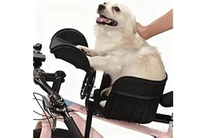 Front-Mount Dog Bike Carrier, Bicycle Pet Basket with Safety Clip, Steel Support Rail & Soft Lined Interior