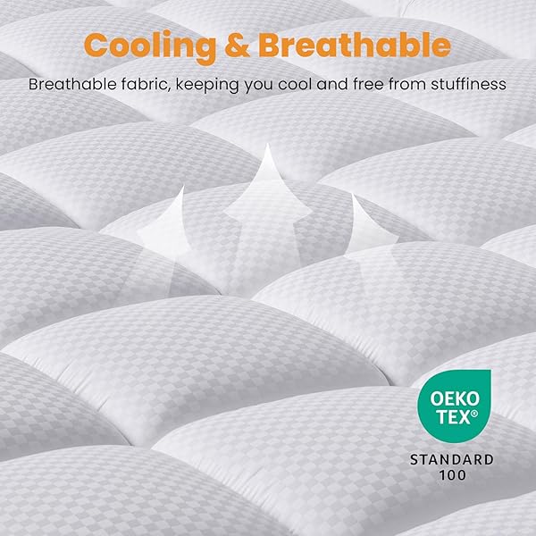 MATBEBY TWIN SIZE MATTRESS PAD – COOLING BREATHABLE MATTRESS TOPPER, QUILTED FITTED MATTRESS PROTECTOR, PILLOW TOP MATTRESS COVER WITH 8-21″ DEEP POCKET, SOFT, MACHINE WASHABLE, WHITE, 39X75 INCHES