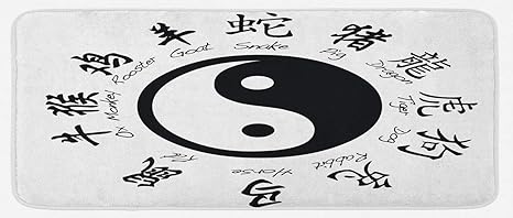 Amazon Com Ambesonne Yin Yang Kitchen Mat Chinese Zodiac Signs With Calligraphy Names And Yin Yang Illustration Plush Decorative Kitchen Mat With Non Slip Backing 47 X 19 Black And White Kitchen ambesonne yin yang kitchen mat chinese
