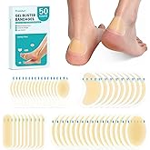 Promifun Blister Bandages Blister Pads - 50 ct Blister Cushions - Water Resistant Hydrocolloid Bandage for Foot, Toe, Heel - Gel Blister Bandages for Prevention & Recovery, Variety Pack