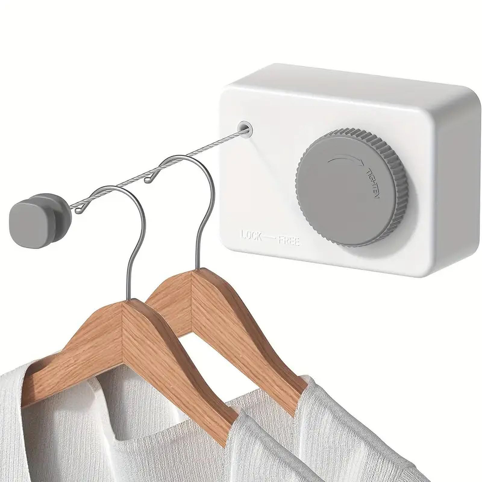 Retractable Washing Line, Stainless Steel Wall Mounted Indoor Outdoor Clothes Line, 4.2M Heavy Duty Clothes Drying Laundry Line, Non-Sagging Clothes Line for Laundry Room, Easy Installation, White