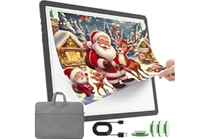 TOHETO Rechargeable A3 Light Pad with Carry Bag for Diamond Painting, Ultra Bright Tracing Light Box for Drawing, Wireless Lightbox for Tracing and Drawing, Cordless Diamond Art Light Board (Black)