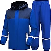 SWISSWELL Kids Rain Suit Boys Girls Youth Waterproof Rain Gear Breathable Reflective Raincoat and Pants