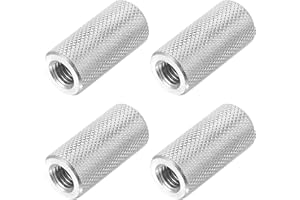 PATIKIL M8 Round Connector Nuts, 4 Pcs 0.55" OD x 1.18" H 304 Stainless Steel Round Knurled Thumb Coupling Nut Sleeve Threaded Rod Bar Stud Tube Hardware Fastener for Camera Lamp Bracket