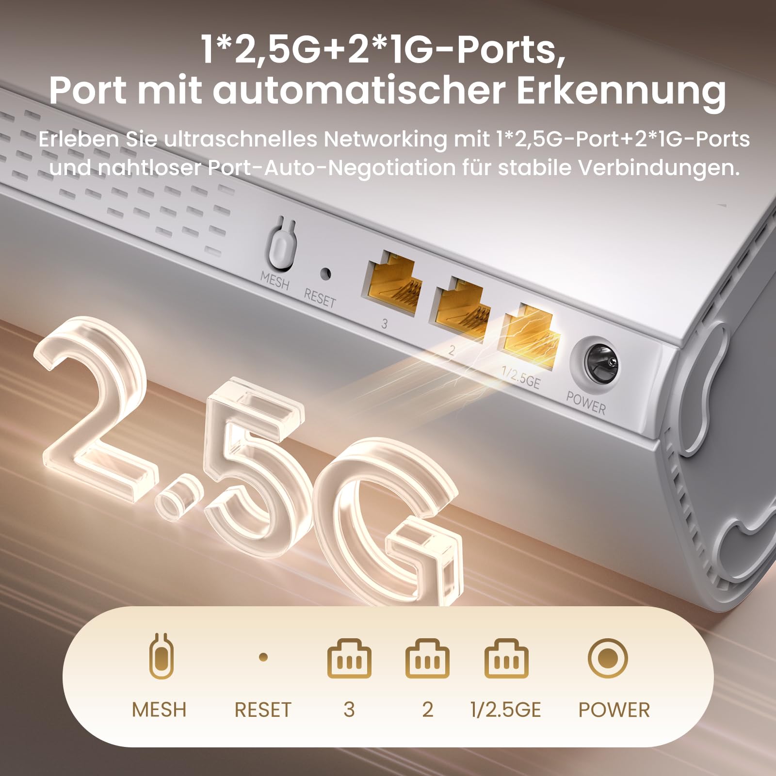 Tenda ME6 Pro Wi-Fi 7 Mesh System, (BE5100 Dual-Band 2,4GHz 688Mbit/s, 5GHz 4323Mbit/s) Breite Abdeckung,1x 2,5G & 2xGigabit Ports, Ethernet-Backhaul, EasyMesh, MLO, VPN, Nahtloses Roaming, 3er-Pack 4