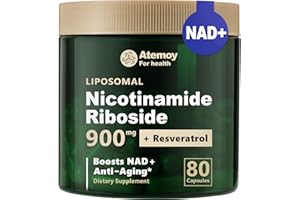 ATEMOY NAD+ Supplement - Liposomal Nicotinamide Riboside 900mg, Resveratrol, Quercetin - High Purity NAD Supplement for Energy, Focus - 80 Capsules