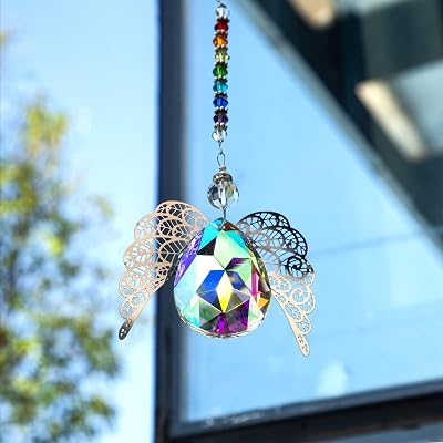 HDCRYSTALGIFTS Crystal Guardian Angel Suncatcher Pendant AB Color