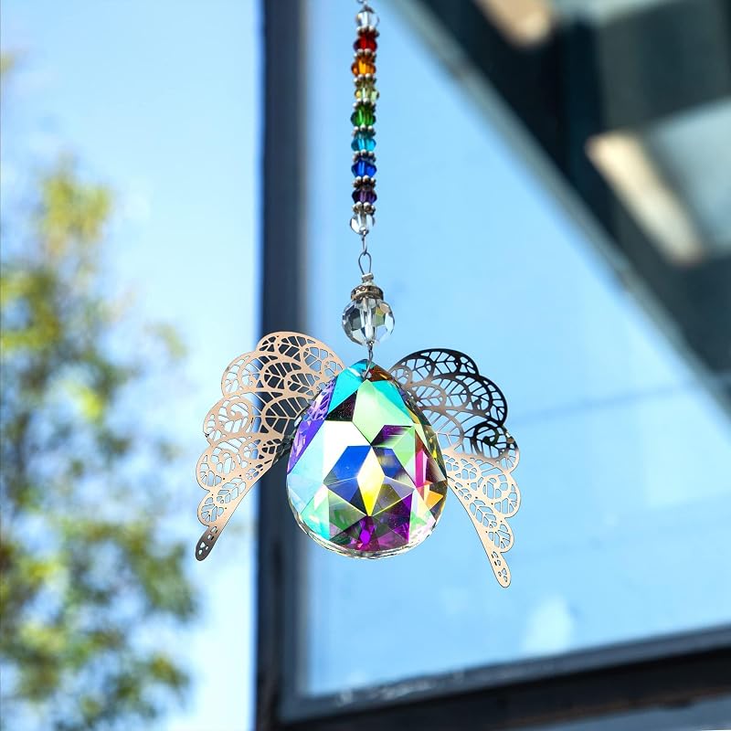 HDCRYSTALGIFTS Crystal Guardian Angel Suncatcher Pendant AB Color