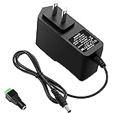 ALITOVE DC 12V 1A Power Supply 12W AC Adapter 100~240V 50-60hz to 12 Volt 1Amp 0.5A Transformer DC 12V Power Cord 5.5 x 2.5mm 2.1mm Plug for LED Strip Light CCTV Security Camera and More