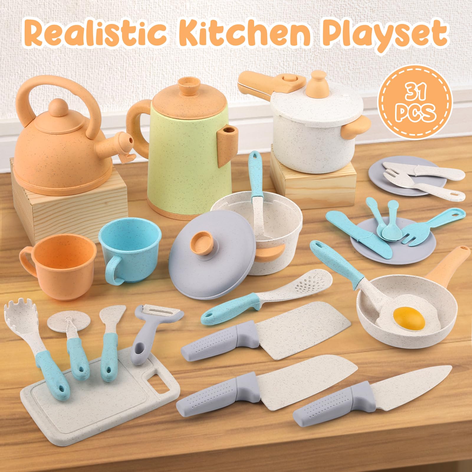 Dreamon Matschküche Zubehör Outdoor Kinderküche Spielküche Zubehör Kinder Töpfe Und Pan Set 31PCS Küchen Rollenspiele Weihnachten Geschenk für ab 3 4 5 6 Jahren 5