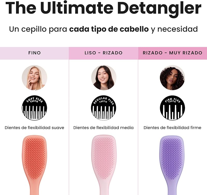Ultimate Detangler Hairbrush - Cepillo Desenredante para Pelo Seco y Mojado - Apto para Todo Tipo de Cabello - Púas de Doble Altura para Menos Rotura y Sin Nudos - Rosa Millennial — foto 8 de 8