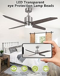Vaczon 52 Inch Nickel Ceiling Fans with Lights and